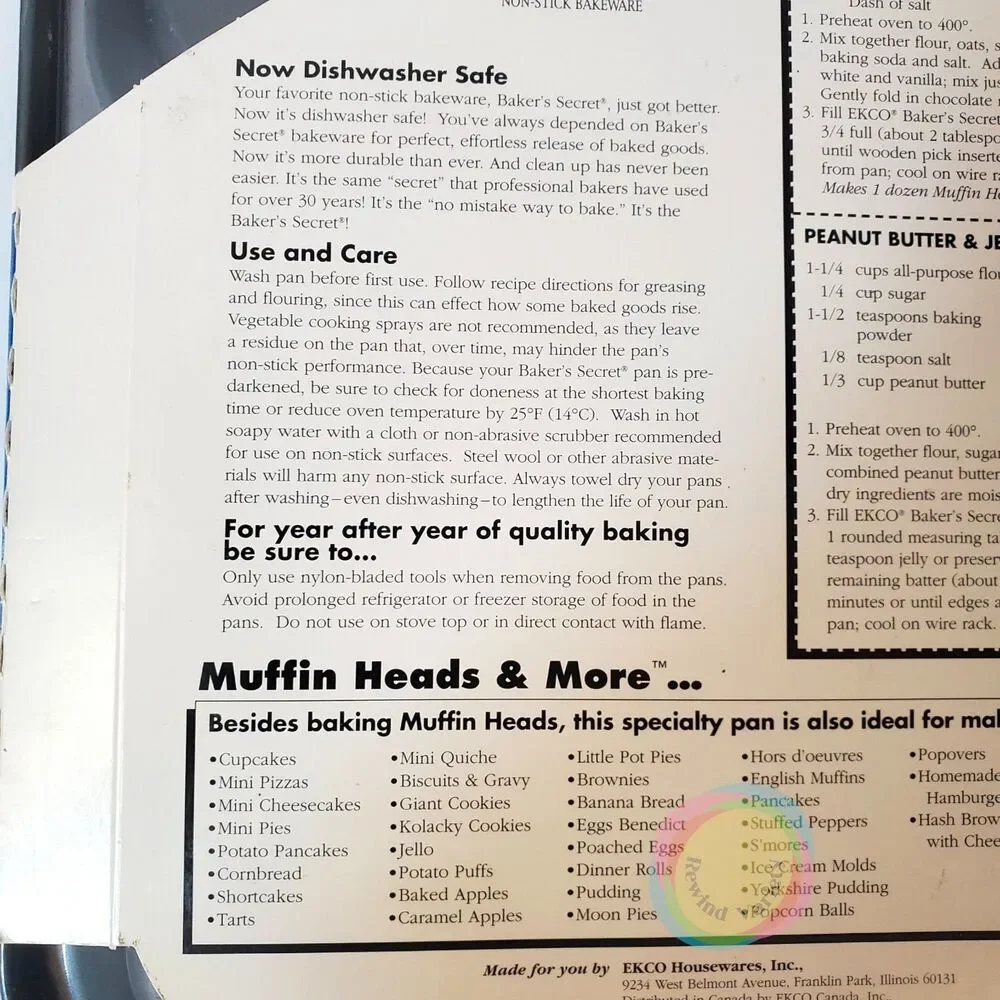 EKCO Baker's Secret Muffin Heads Nonstick Bake Pan